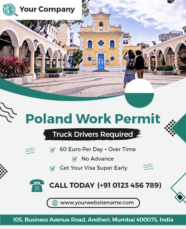 Poland Work Permit Recruitment Flyer Template