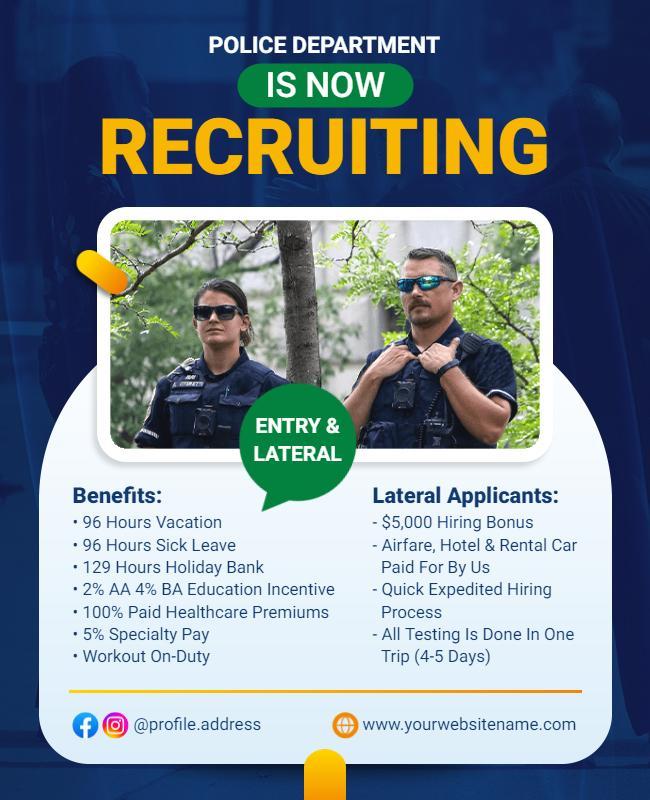 Police Department Recruitment Opportunity Flyer Template