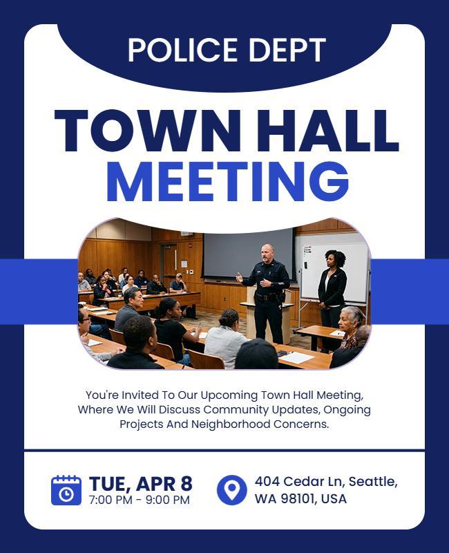 Police Department Town Hall Meeting Flyer Template