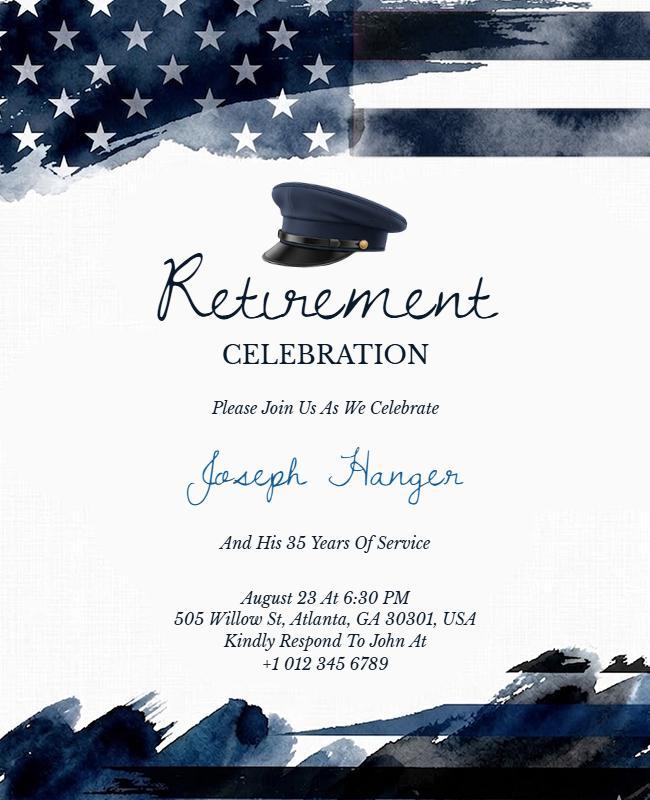 Police Officer Retirement Celebration Invitation Flyer Template