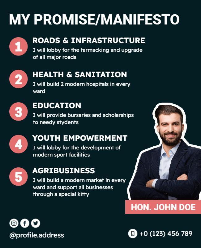 Political Campaign Promise and Manifesto Flyer Template