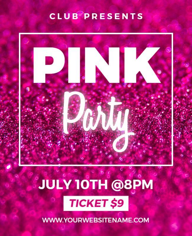 Pompadour and Lipstick Pink Party Flyer Template