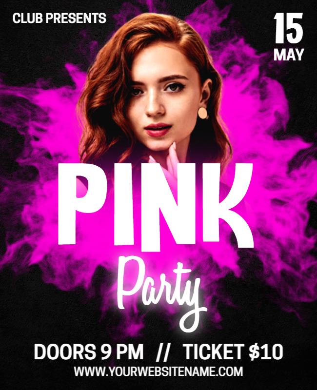 Pompadour and Nero Pink Party Flyer Template