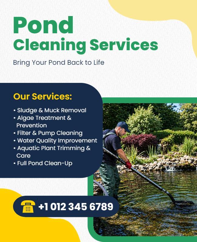 Pond Cleaning Services Advertisement Flyer Template