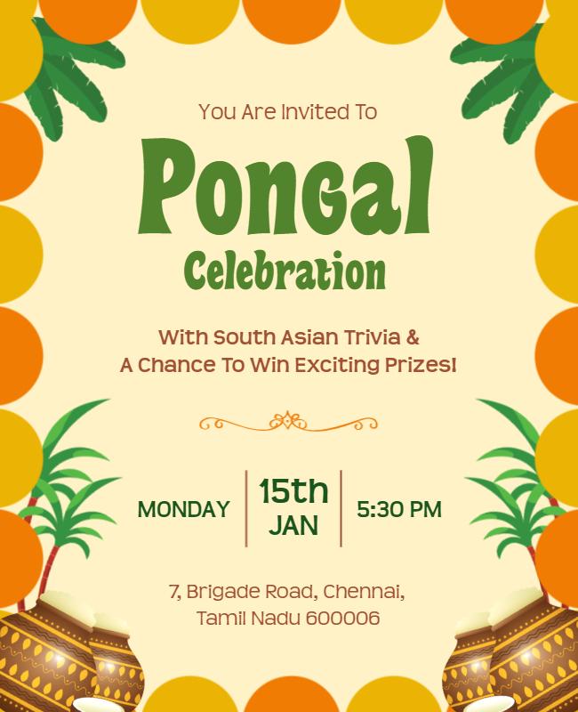 Pongal Celebration Event Invitation Flyer Template