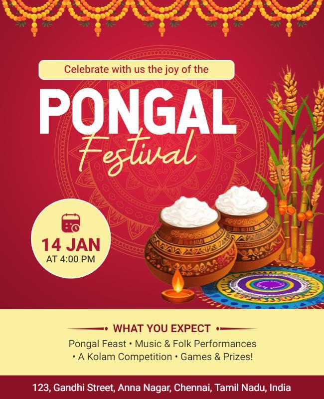 Pongal Celebration Festival Event Flyer Template