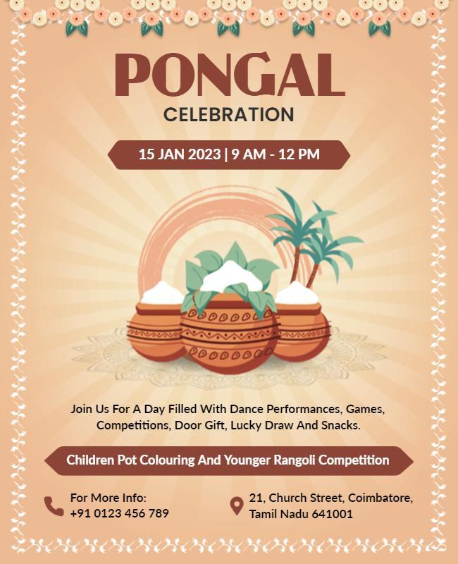 Pongal Festival Celebration Event Flyer Template