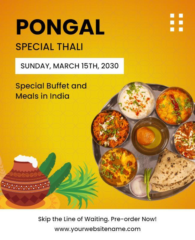 Pongal Indian Special Thali Buffet Flyer Template