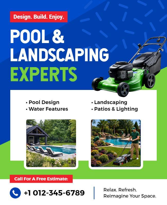 Pool and Landscaping Services Promotion Flyer Template