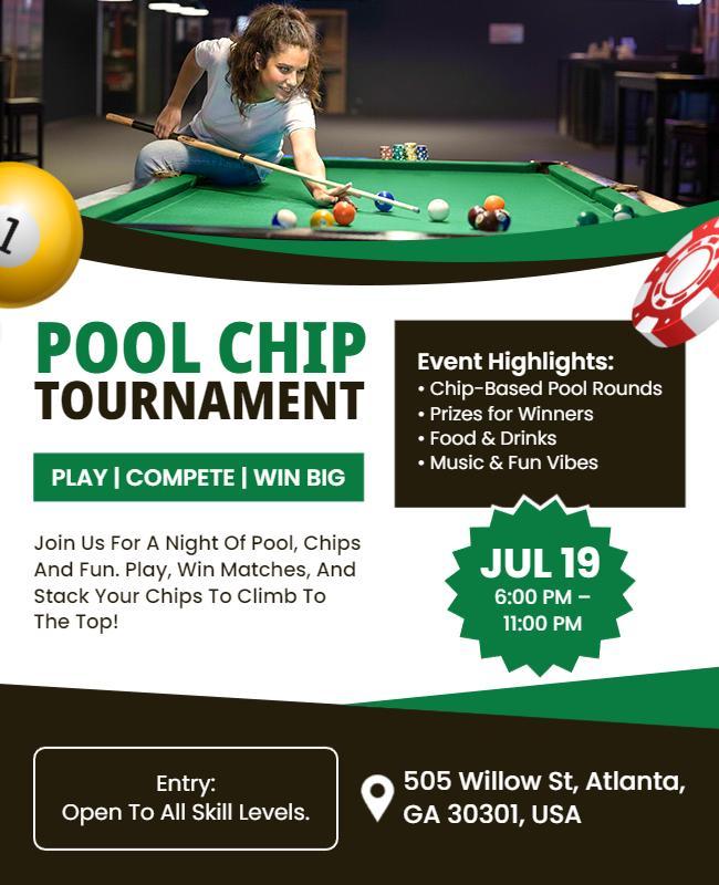 Pool Chip Tournament Event Flyer Template