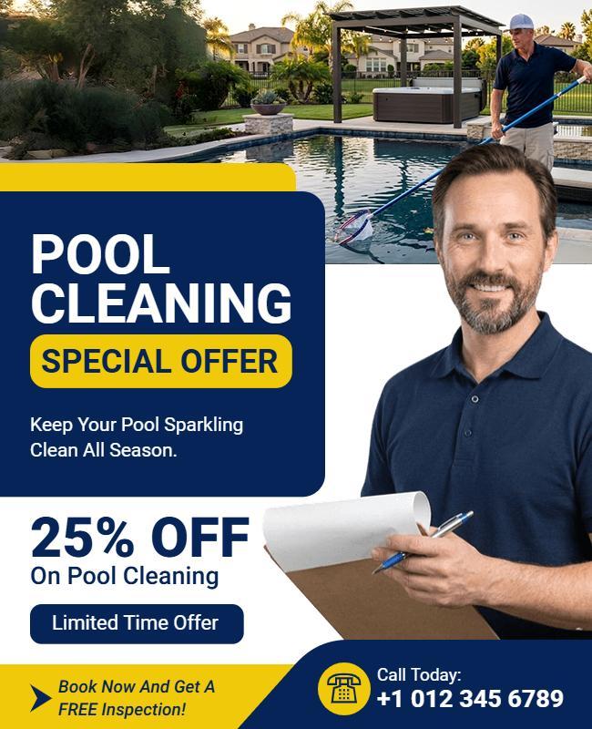 Pool Cleaning Service Discount Offer Flyer Template
