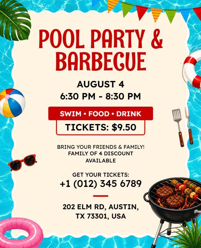 Pool Party and Barbecue Event Flyer Template
