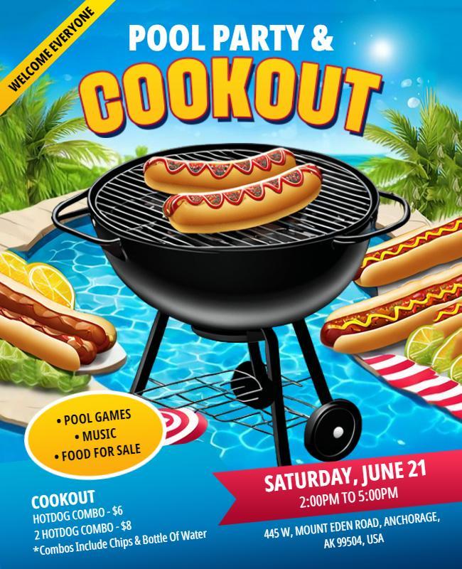 Pool Party and Cookout Event Flyer Template