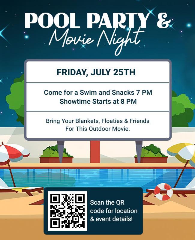 Pool Party and Movie Night Event Flyer Template