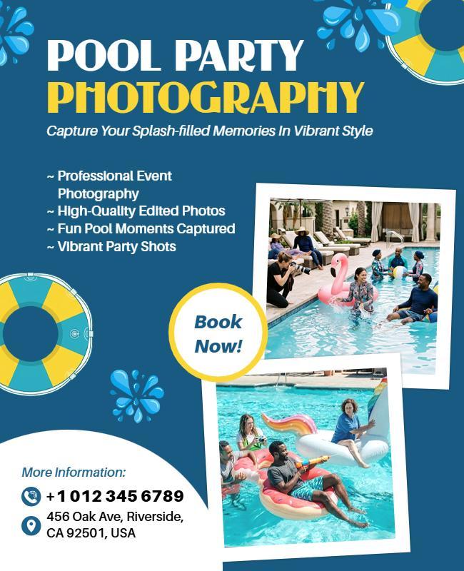 Pool Party Photography Services Poster Template