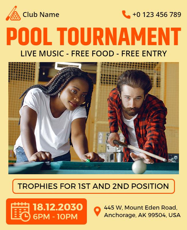 Pool Tournament Live Music Event Flyer Template