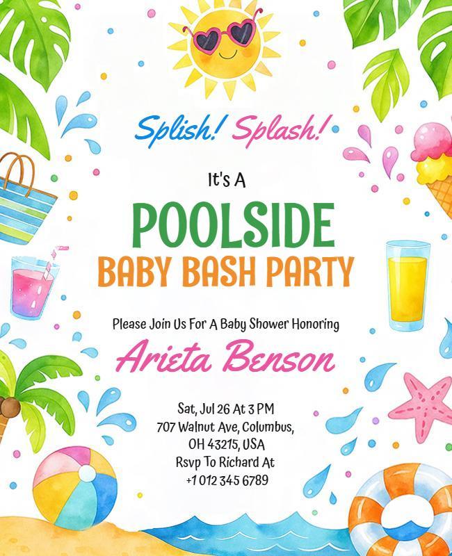 Poolside Baby Bash Party Flyer Template