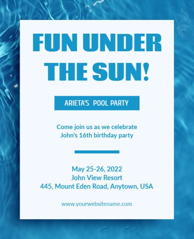 Poolside Birthday Party Celebration Flyer Template