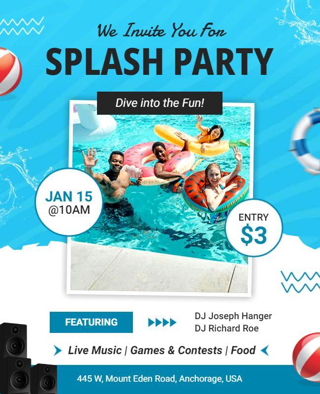 Poolside Splash Party Event Flyer Template