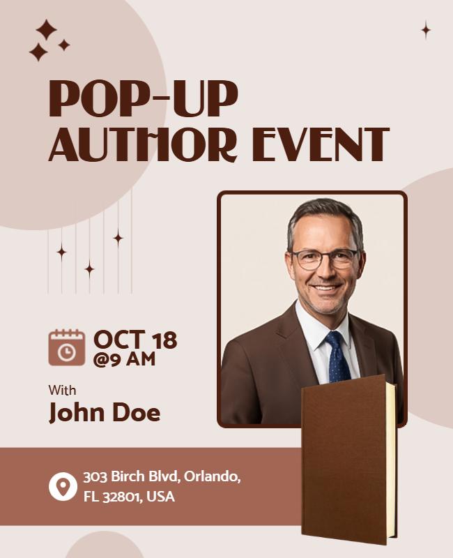 Pop-up Author Book Signing Event Poster Template
