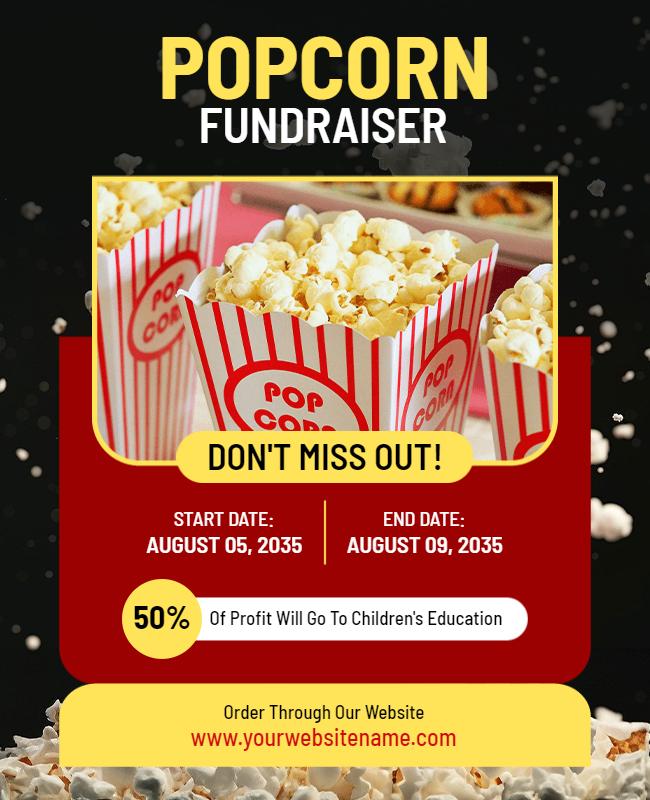 Playful Popcorn Fundraiser for Children's Education Flyer Template