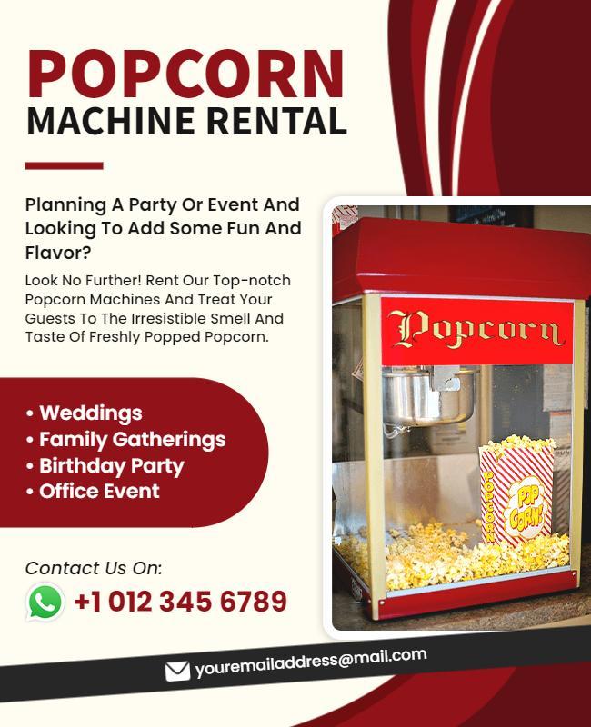 Popcorn Machine Rental Services Flyer Template