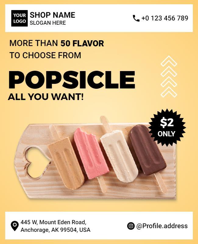 Popsicle Variety Ice Cream Shop Flyer Template