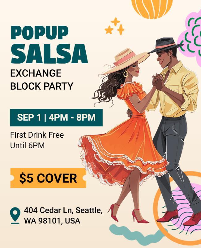 Popup Salsa Dance Party Flyer Template