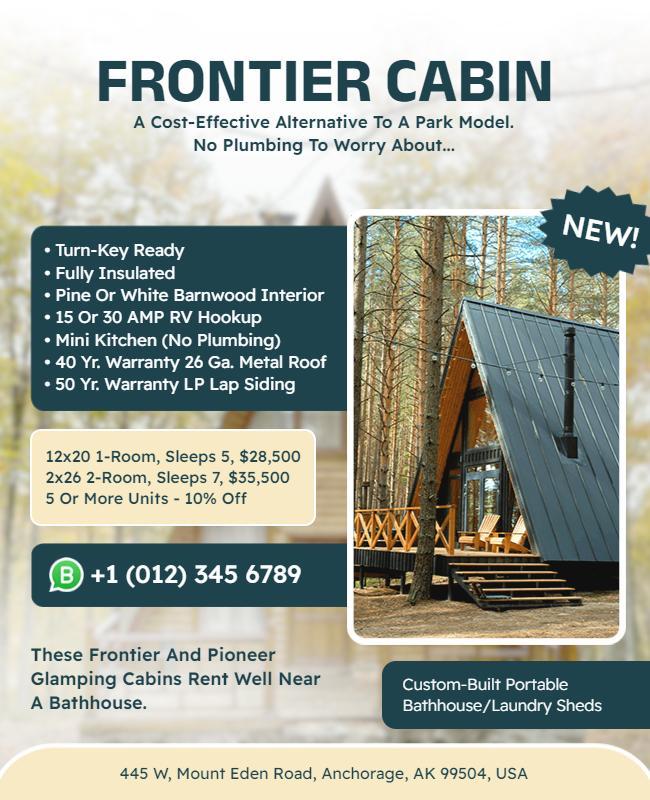 Portable Cabin Rental Service Flyer Template