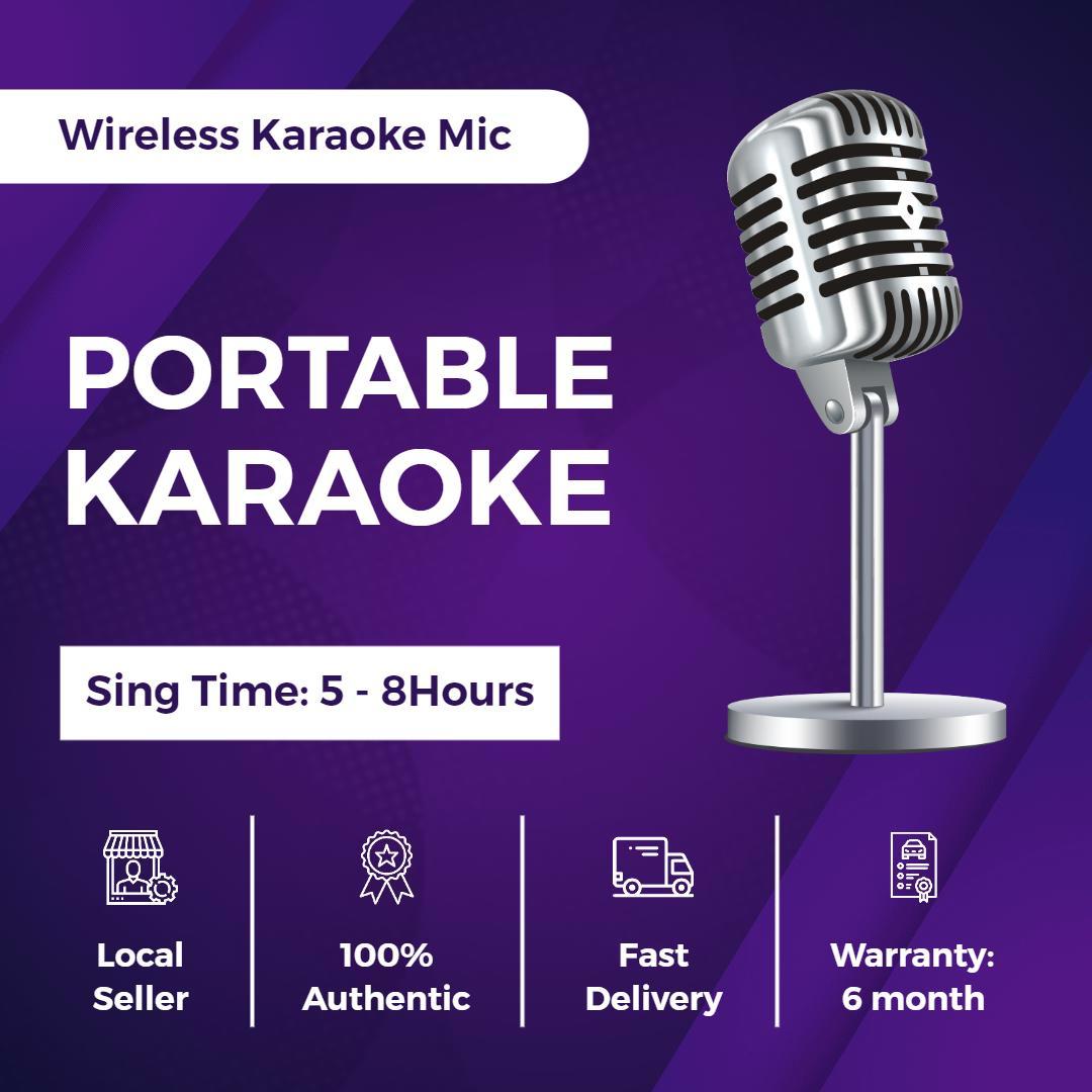 Portable Wireless Karaoke Mic with 5-8 Hours Sing Time Ad Template