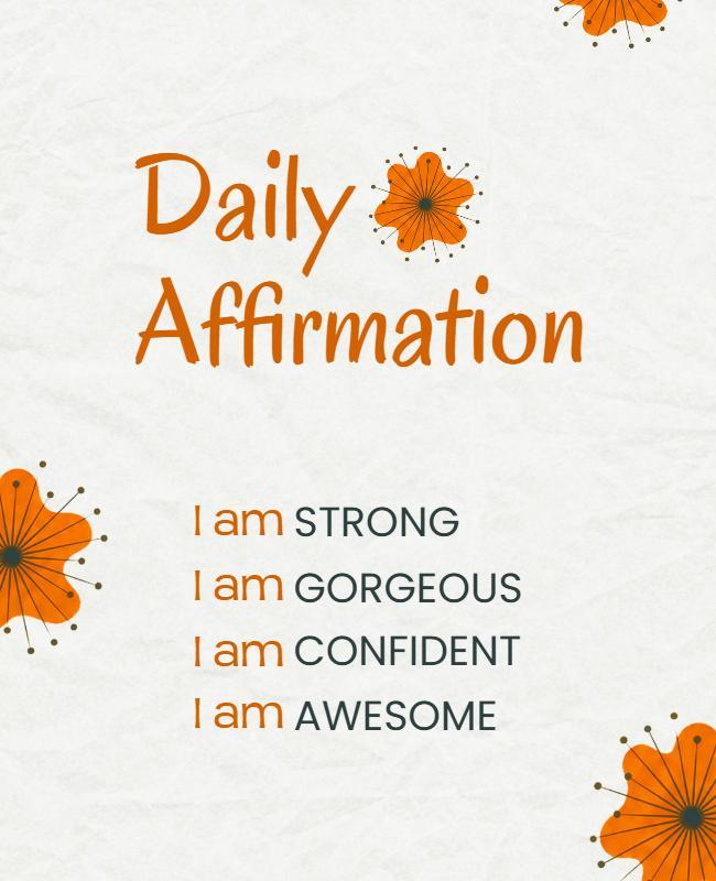 Positive Daily Affirmations Poster Template