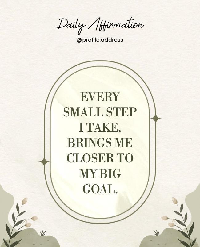 Positive Mindset Daily Affirmation Poster Template