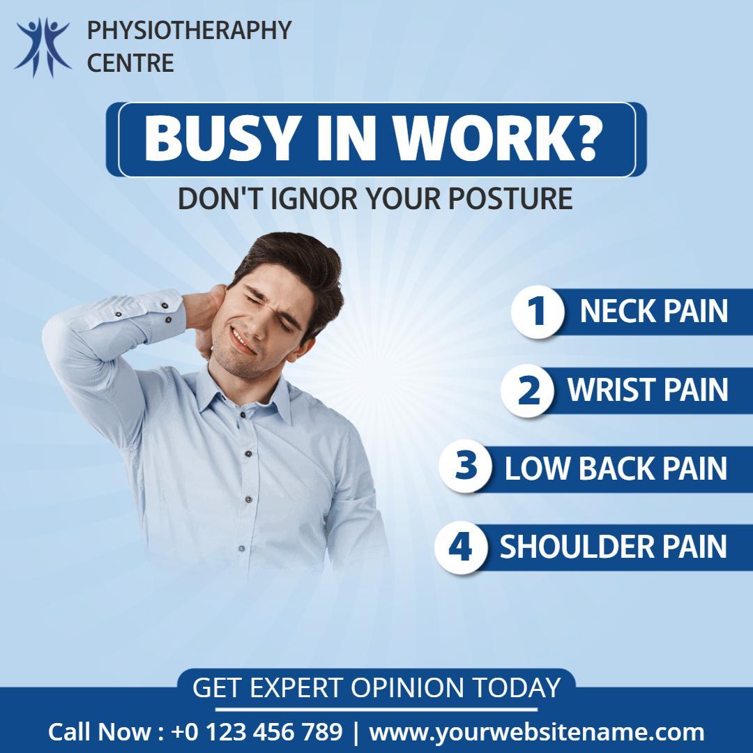 Posture Care Tips for Busy Professionals with Pain Symptoms Ad Template