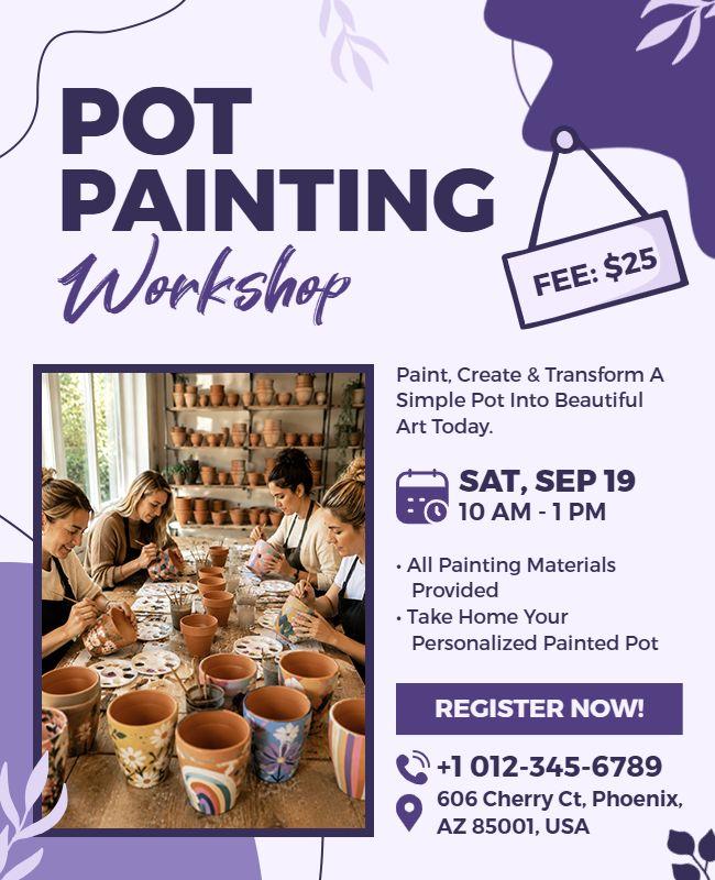 Pot Painting Workshop Event Flyer Template