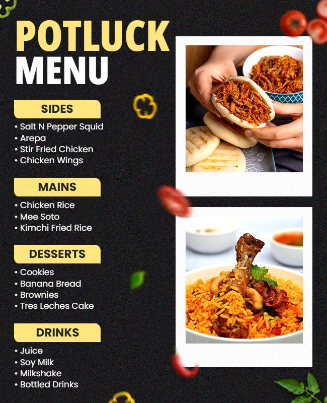 Potluck Party Menu Flyer Template