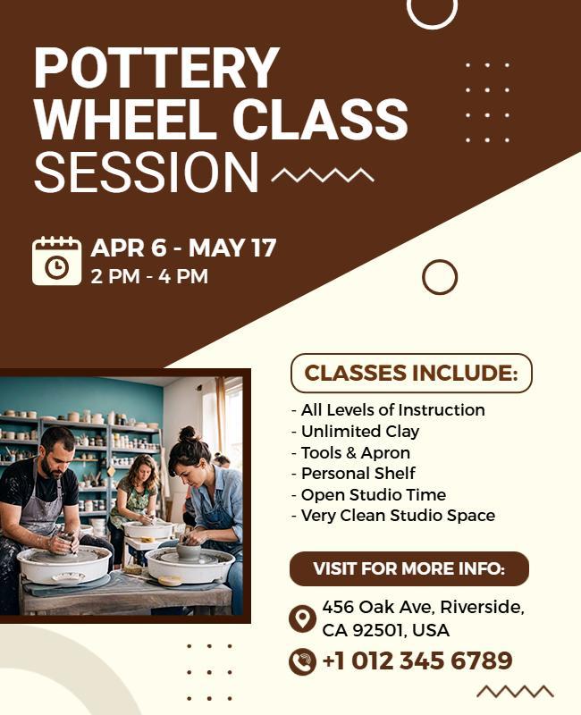 Pottery Wheel Class Session Promotional Flyer Template