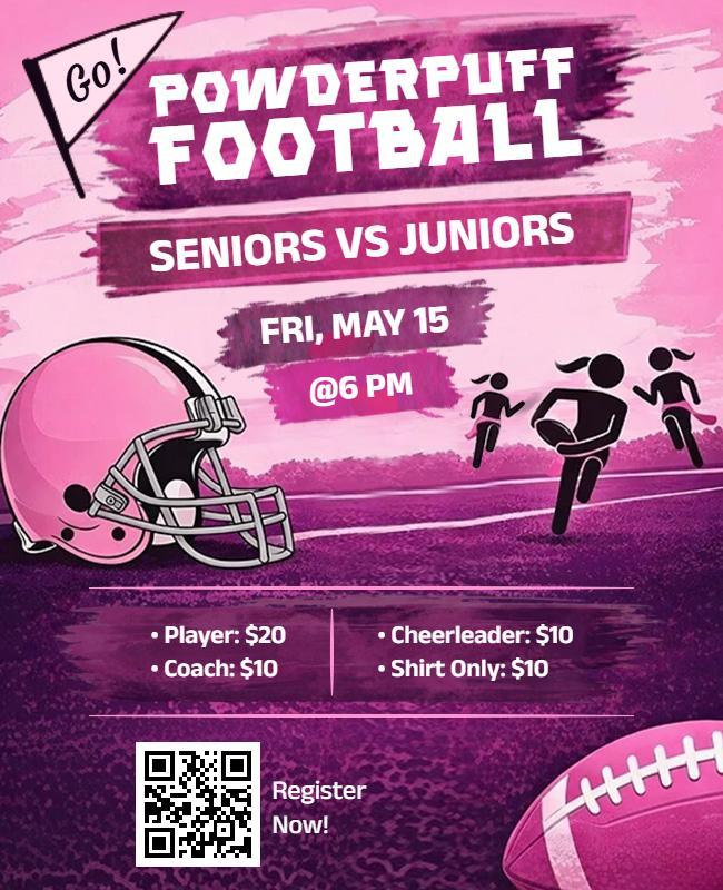 Powderpuff Football Event Flyer Template