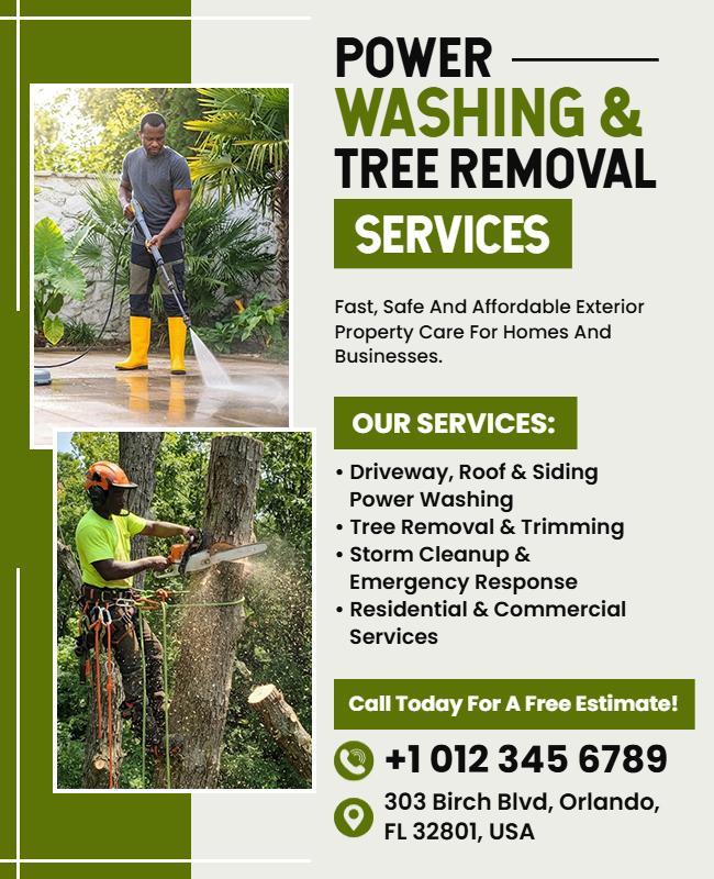 Power Washing and Tree Removal Flyer Template