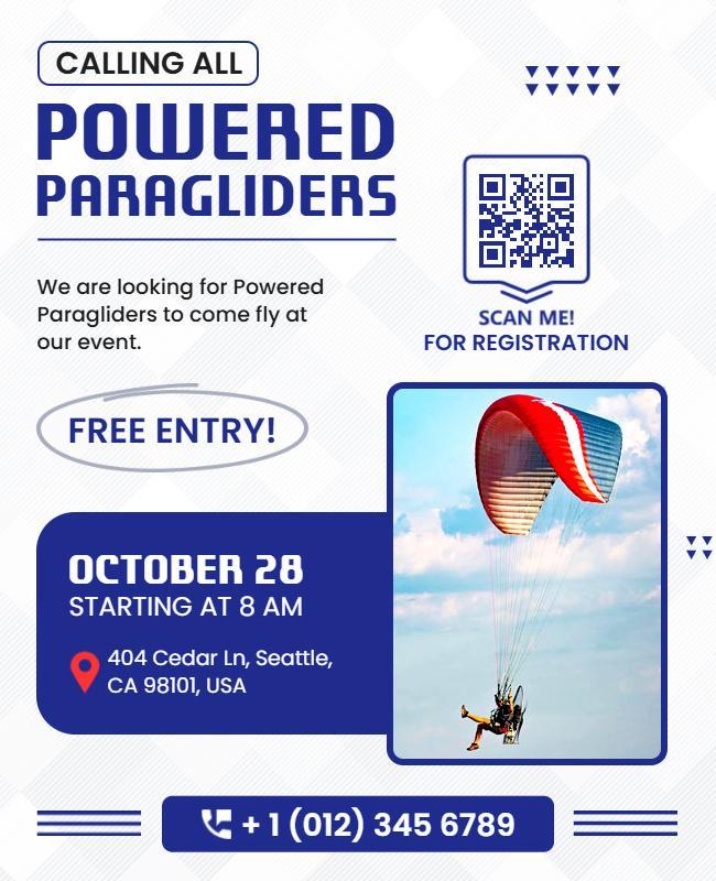 Powered Paragliding Event Registration Flyer Template