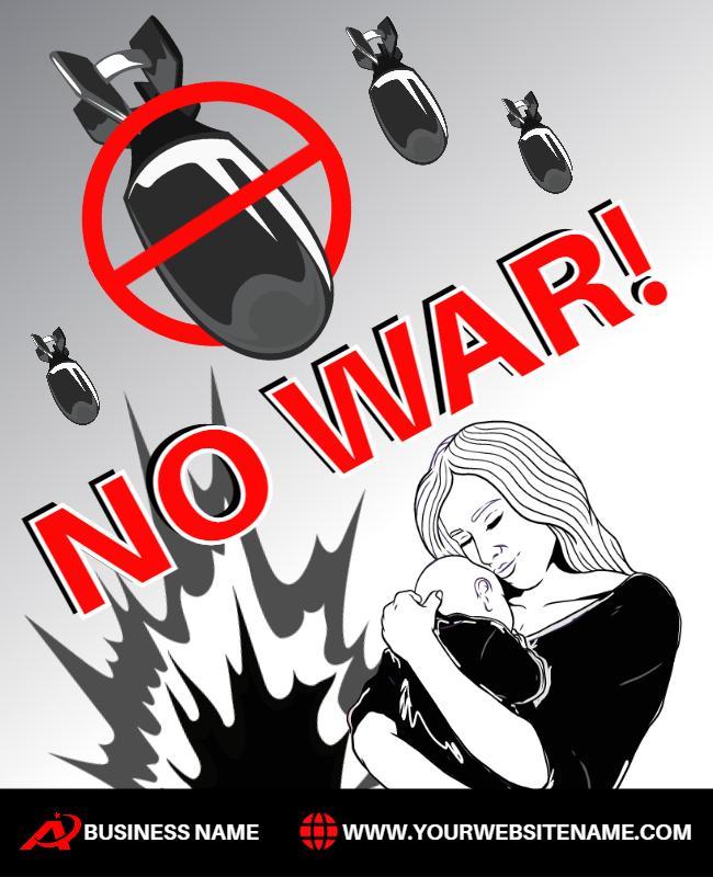 Powerful Anti-War Message with Striking Red and Black Poster Template