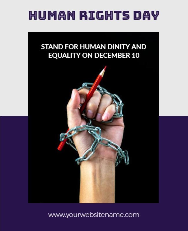 Powerful Black and Purple Human Rights Activism Poster Template