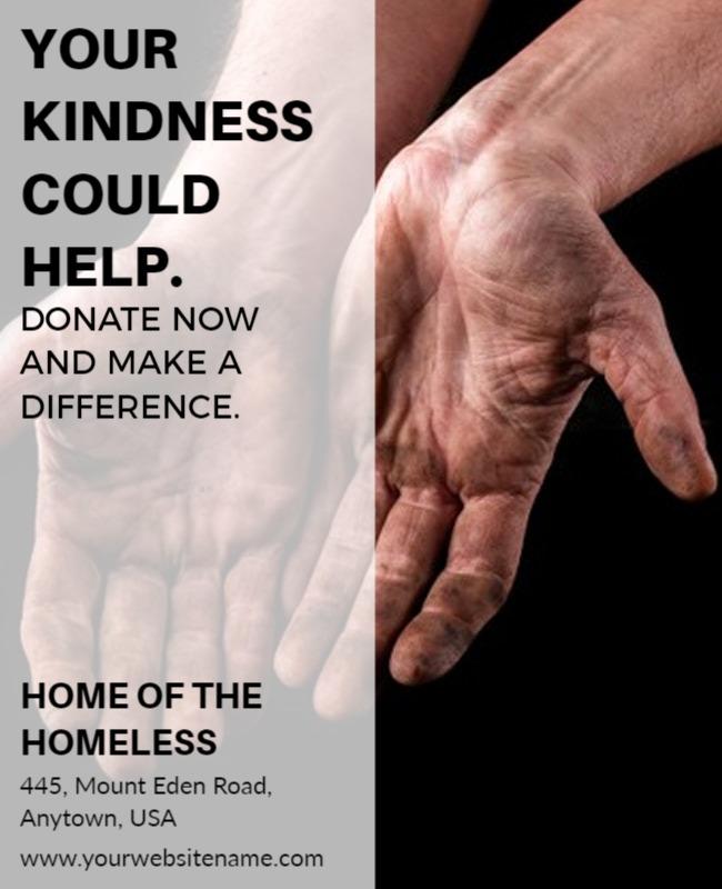 Powerful Black and White Charity Donation Campaign Poster Template