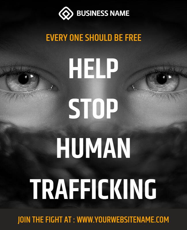 Powerful Black and White Human Trafficking Awareness Poster Template