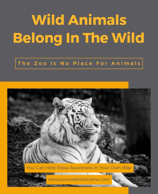 Powerful Black and White Wildlife Awareness Poster Template