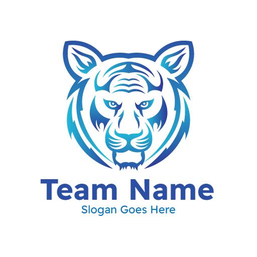 Powerful Blue Tiger Design Symbolizing Team Spirit Logo Template