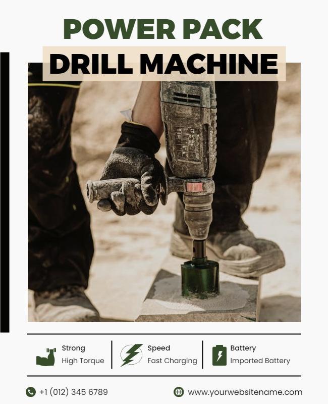 Powerful Drill Machine Promotional Flyer Template