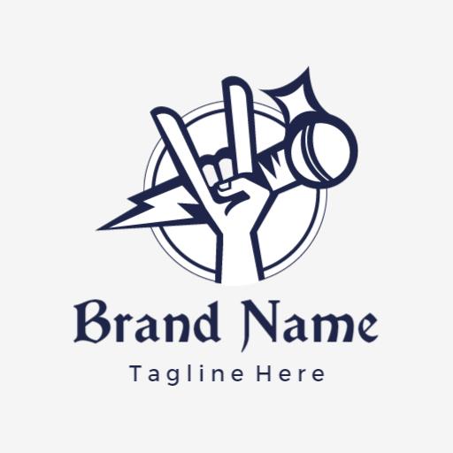 Powerful Gesture of Rock Music with Vibrant Microphone Logo Template