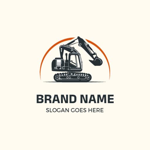 Powerful Orange-Detailed Excavator Design for Construction Logo Template