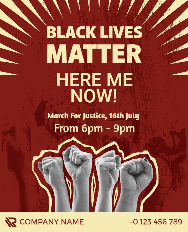 Powerful Red Black Lives Matter Protest Poster Template