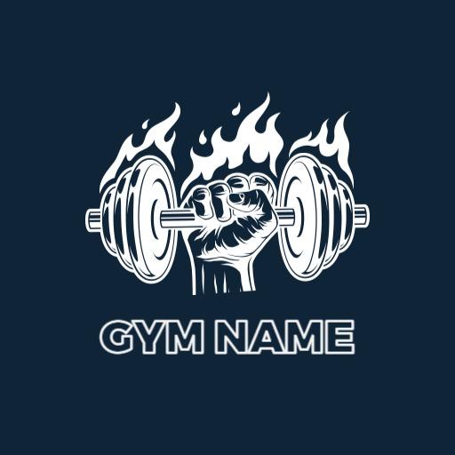 Powerful Weightlifting Design with Fiery Flames Logo Template